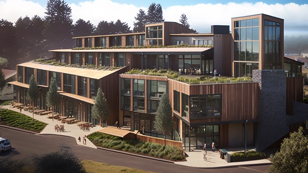 Ankrom Moisan je koristio Midjournei da dizajnira projekat višeporodičnog stanovanja koji evocira kultnu primorsku zajednicu Sea Ranch u severnoj Kaliforniji. Slika ljubaznošću Ankroma Moisana.